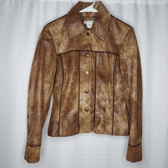 Cynthia Althuser Jackets & Blazers - Cynthia Althusen Faux Suede Snap Button Collar Pipe Trim Lined Brown Western 2